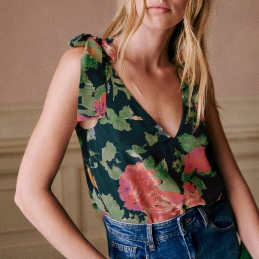 Sézane Silk Floral 'Lara' Blouse in Trianon Print- Size FR44/US12